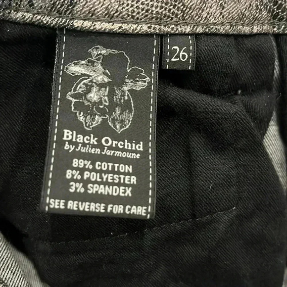 [W26L29]Black Orchid by Julien.J Low Rise Skinny Denim Metallic  Floral NWOT - Picture 8 of 8